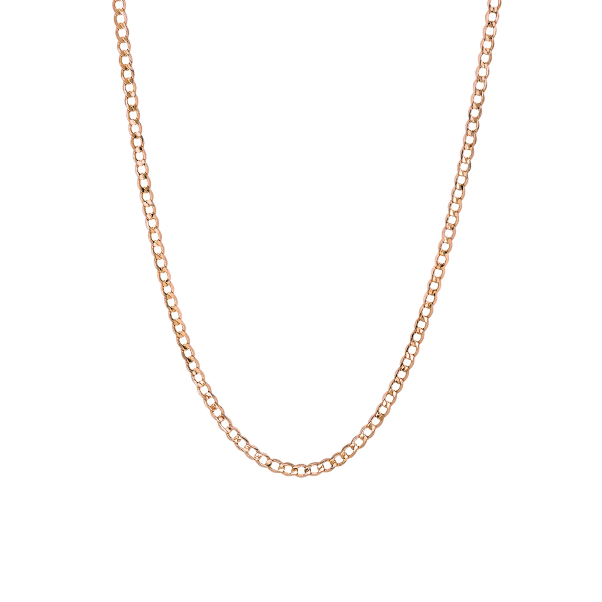 14K Gold Open Curb Link Chain Necklace, Small Size Link