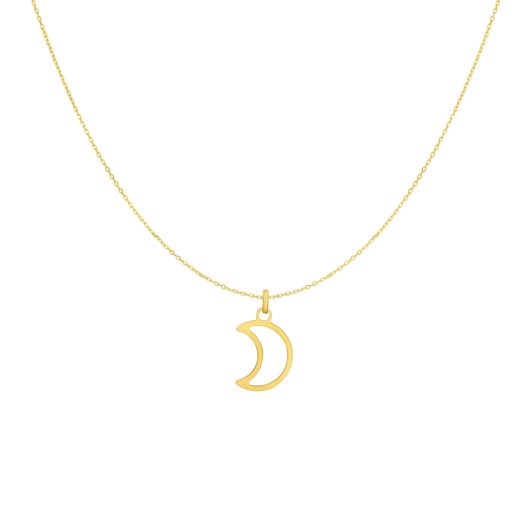 14K Gold Open Moon Necklace