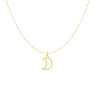 14K Gold Open Moon Necklace