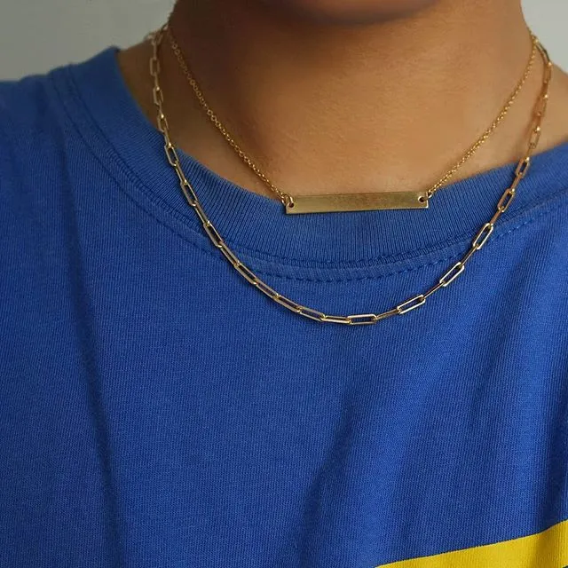 14K Gold Paperclip Chain Necklace