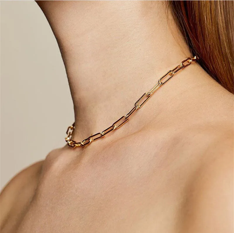 14K Gold Paperclip Chain Necklace