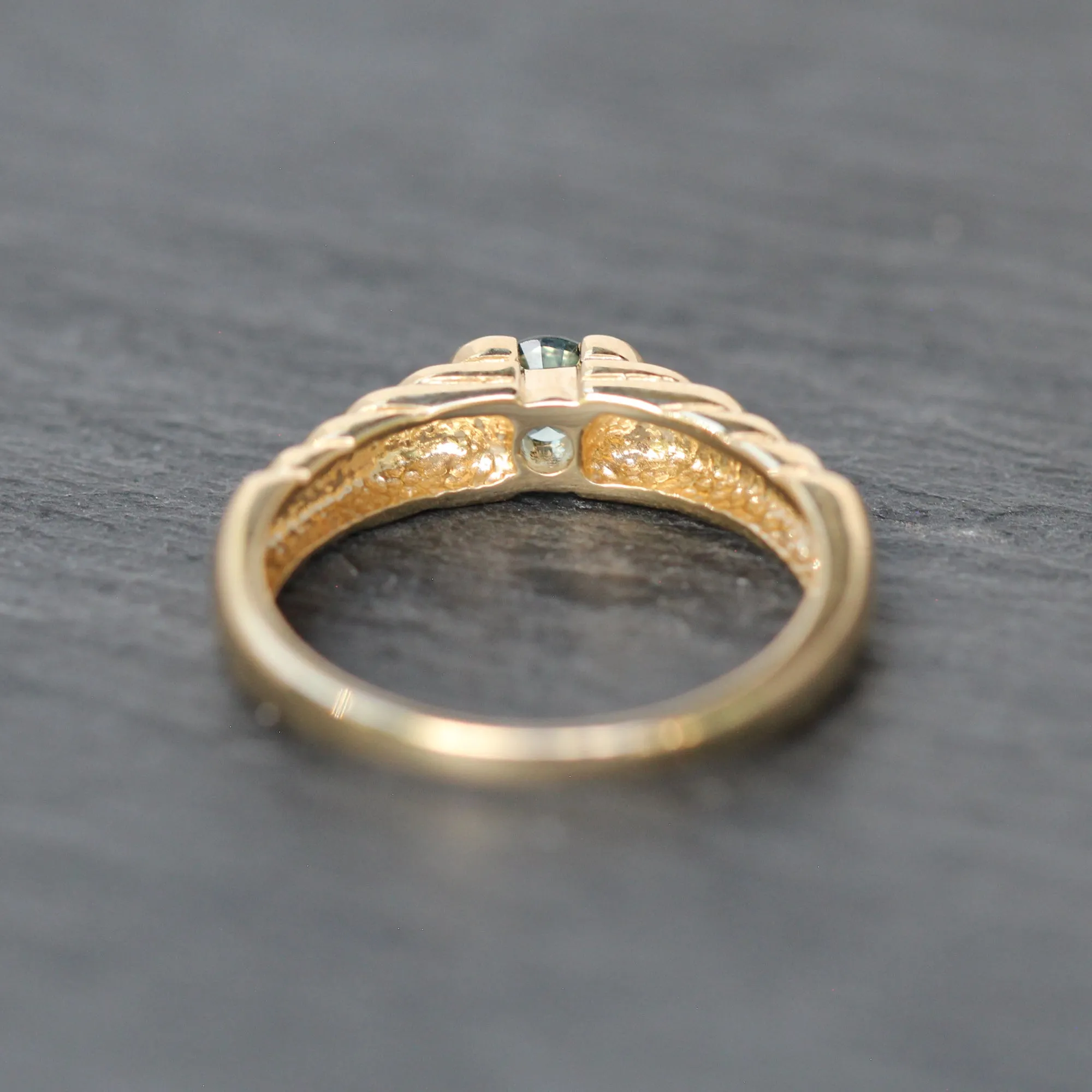14k Gold   Teal Sapphire Step Ring