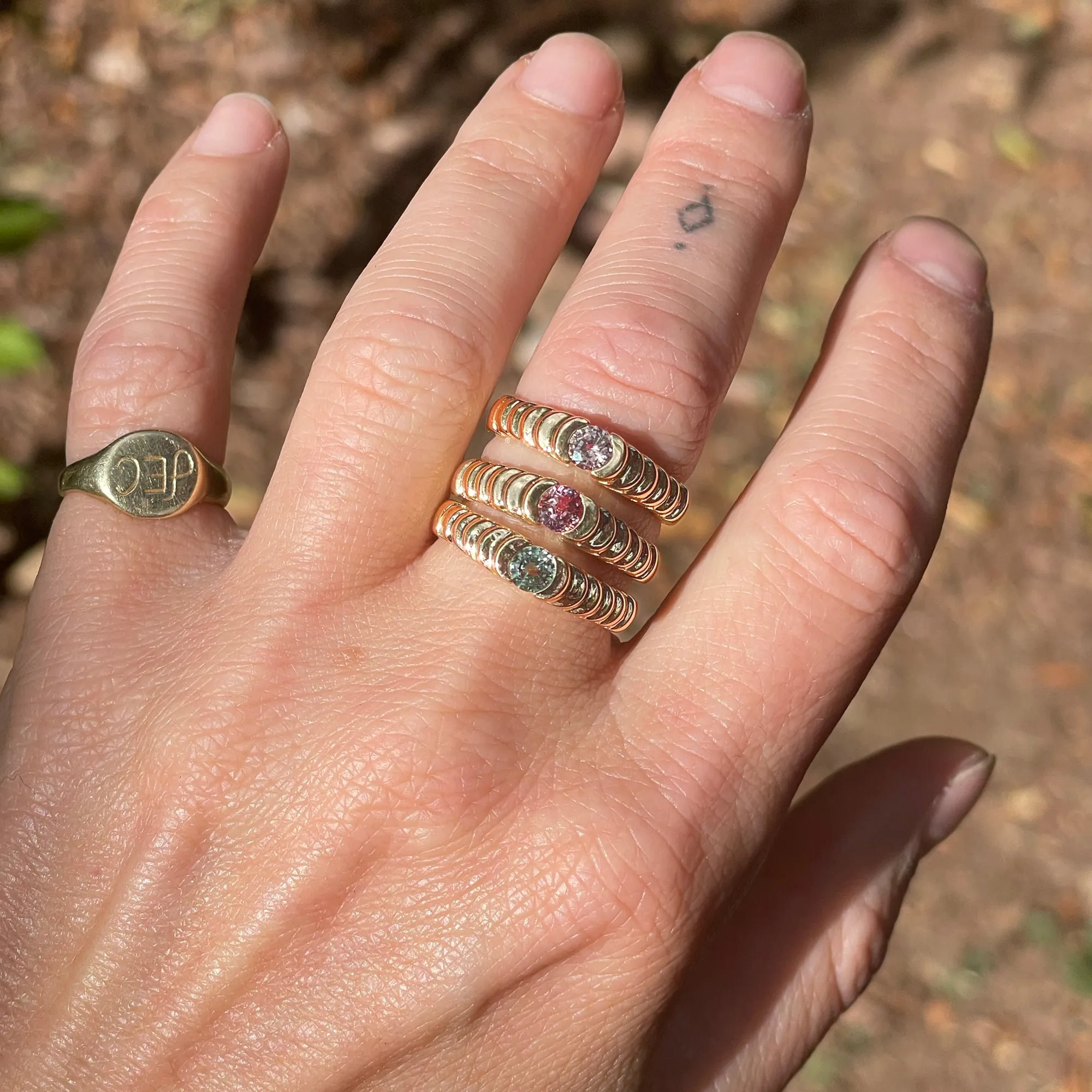14k Gold   Teal Sapphire Step Ring