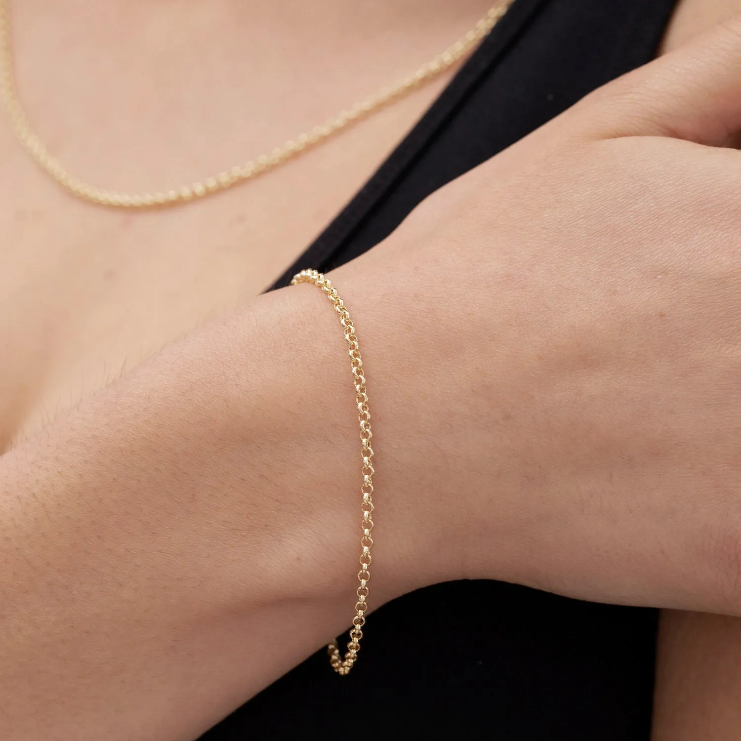 14K Gold Thin Rolo Bracelet