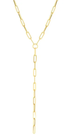 14K Lariat Paperclip Y-Necklace