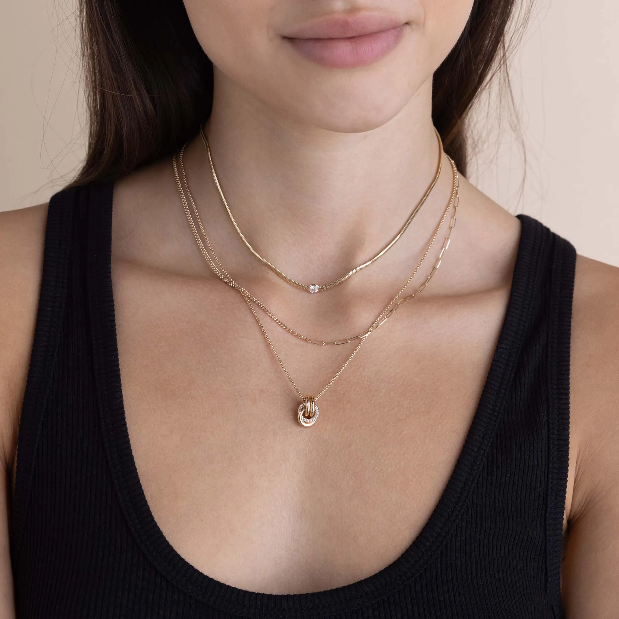 14k Mixed XS Curb & Small Paperclip Chain Necklace