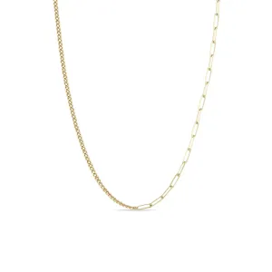 14k Mixed XS Curb & Small Paperclip Chain Necklace