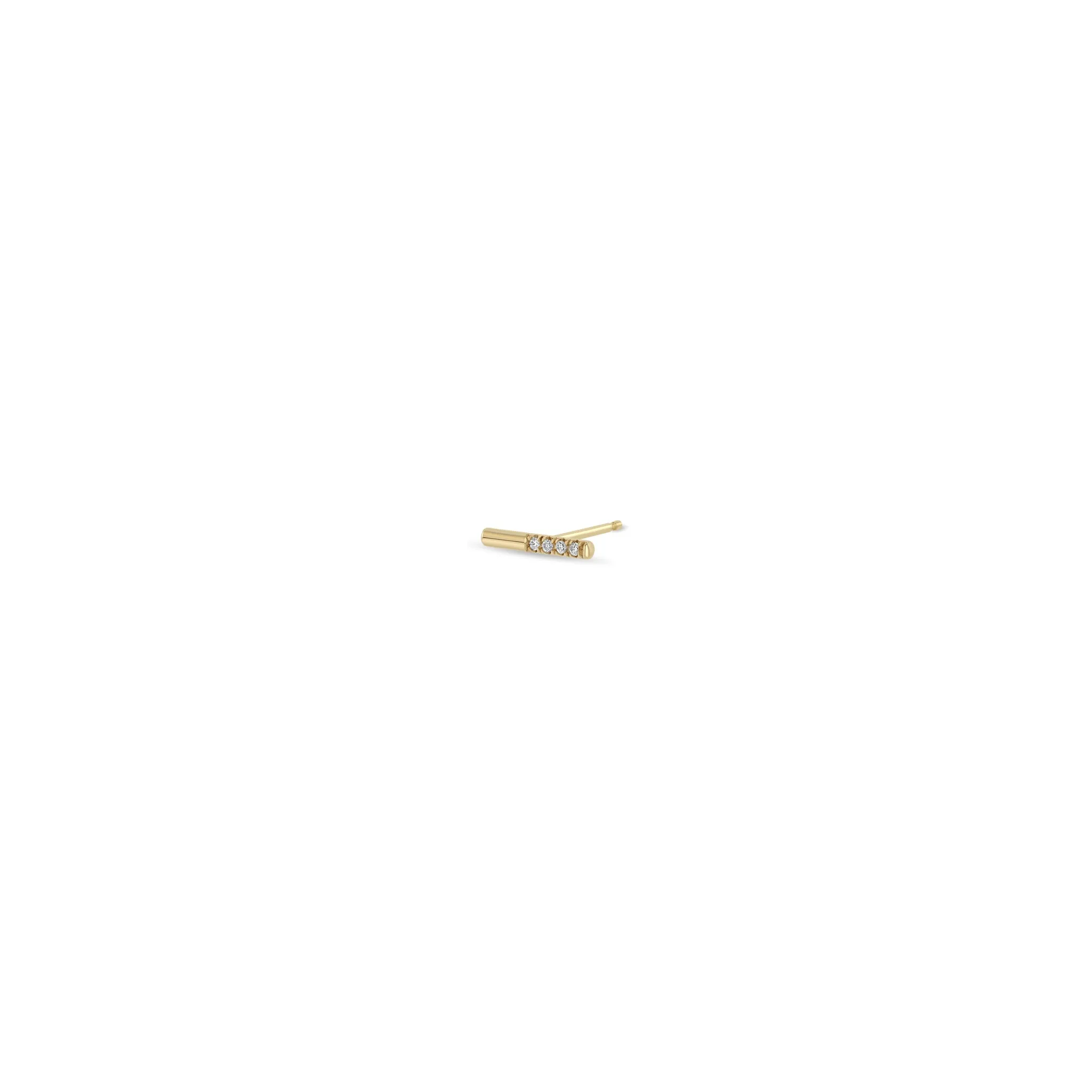 14k Offset Pavé Diamond Bar Studs
