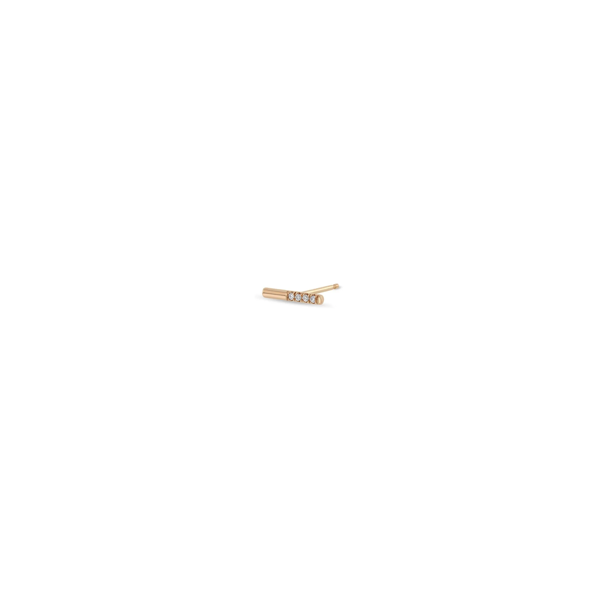 14k Offset Pavé Diamond Bar Studs
