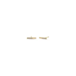 14k Offset Pavé Diamond Bar Studs