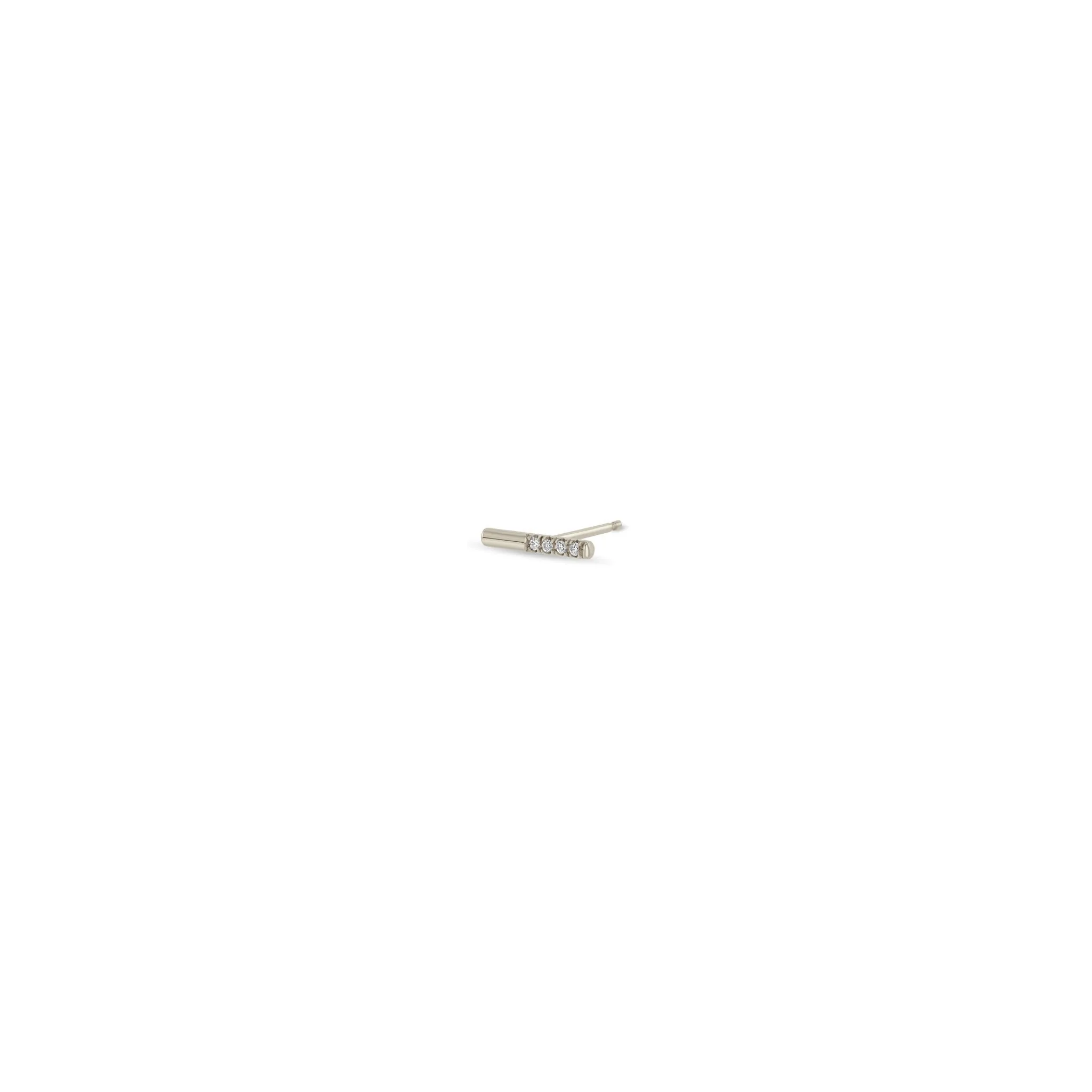 14k Offset Pavé Diamond Bar Studs