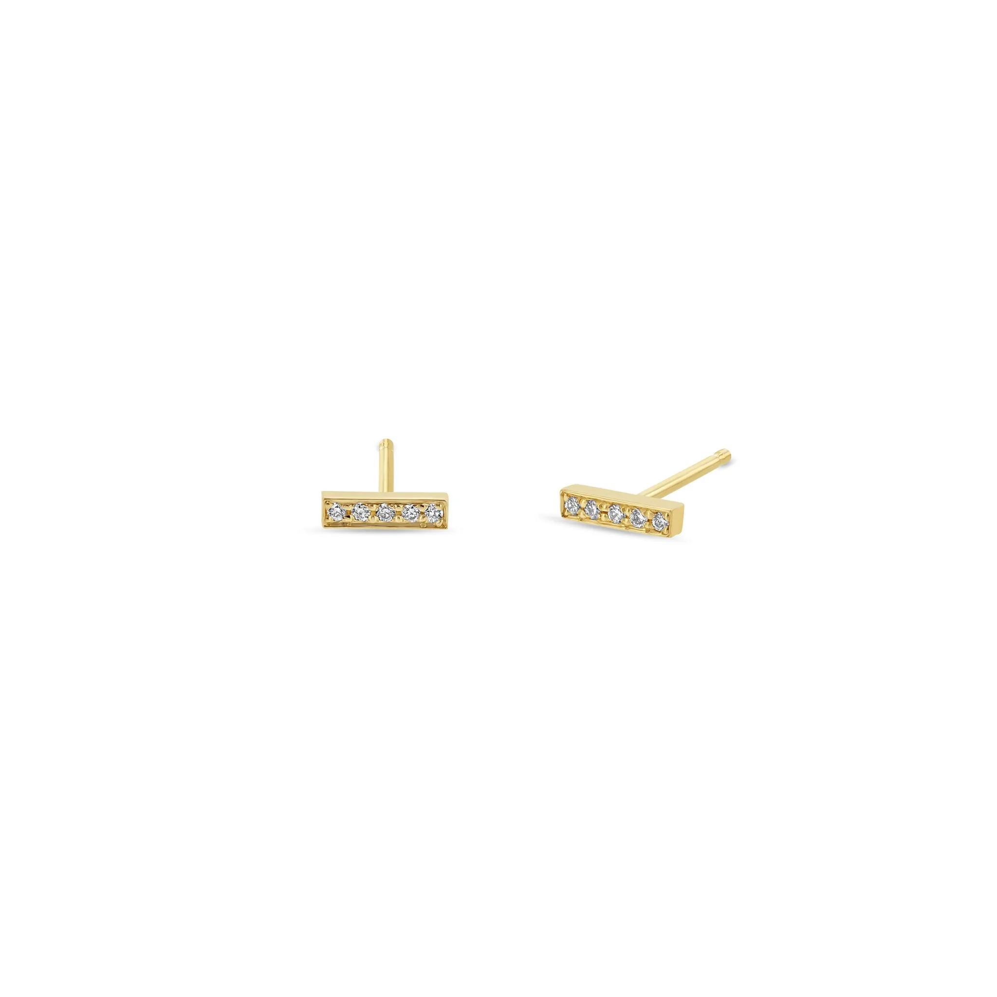 14k Pavé Diamond Bar Studs