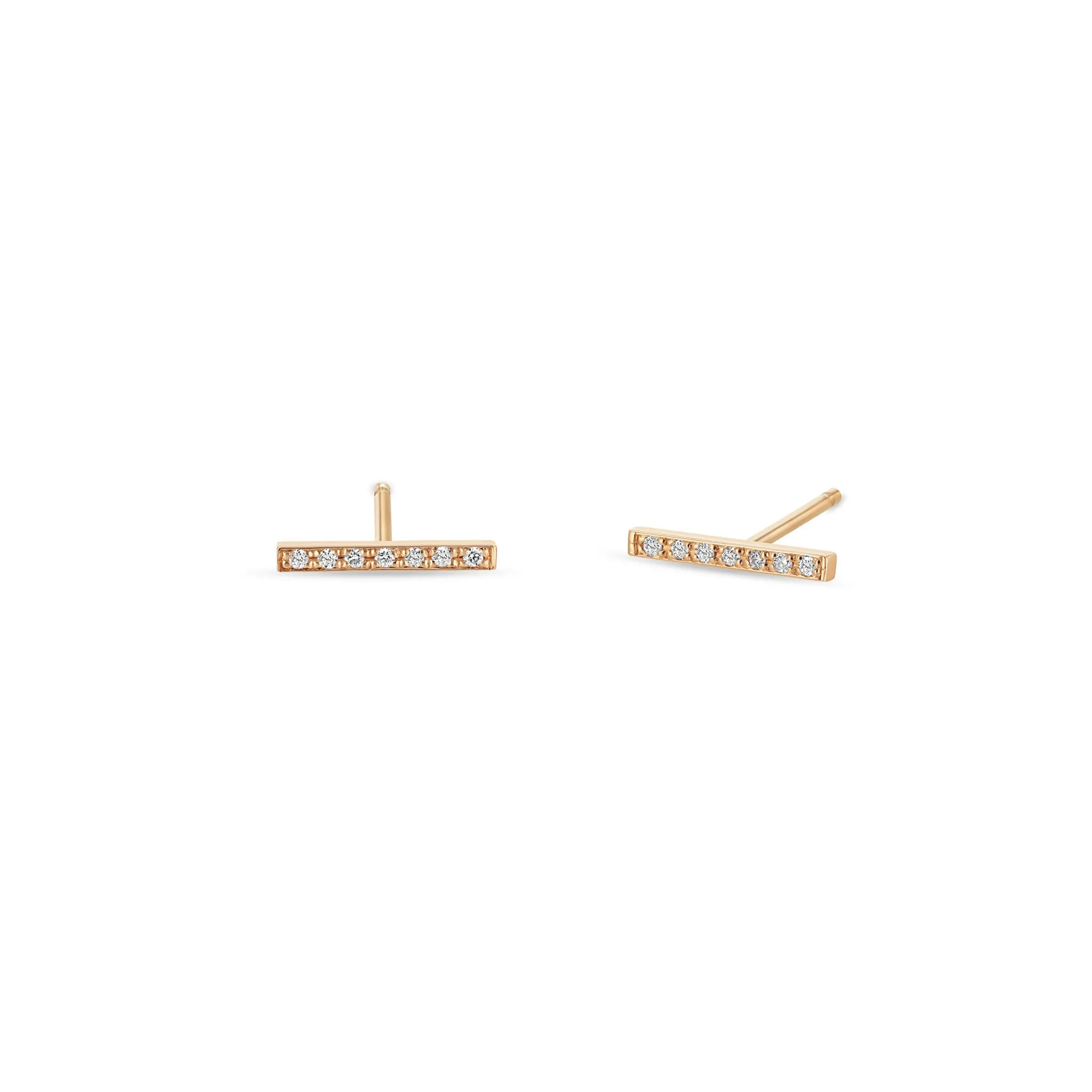 14k Pavé Diamond Bar Studs