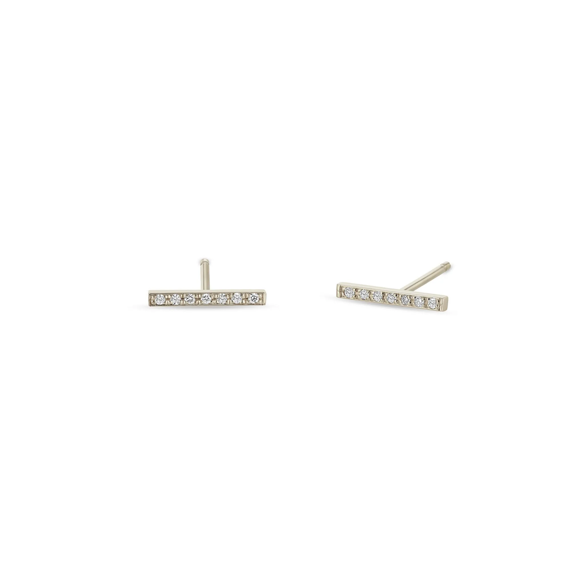 14k Pavé Diamond Bar Studs