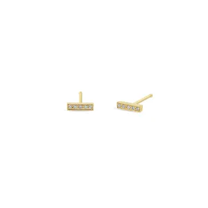 14k Pavé Diamond Bar Studs
