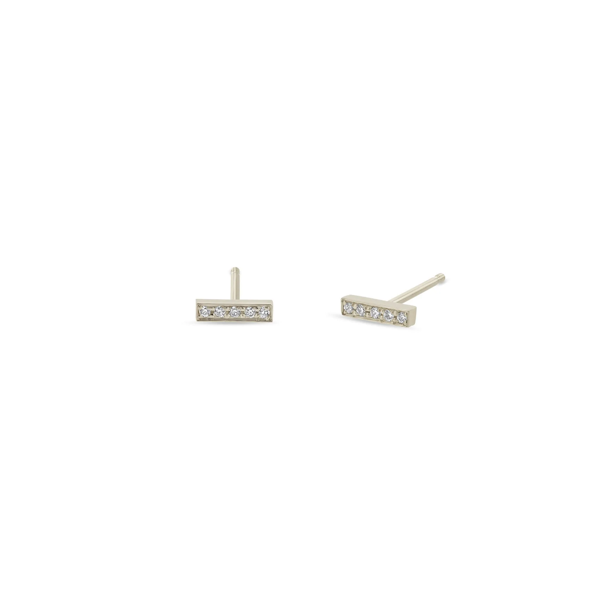 14k Pavé Diamond Bar Studs