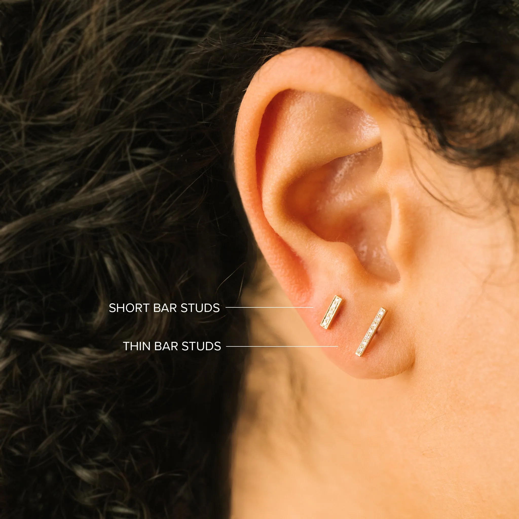 14k Pavé Diamond Bar Studs