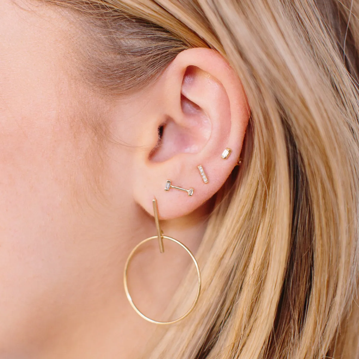 14k Pavé Diamond Bar Studs