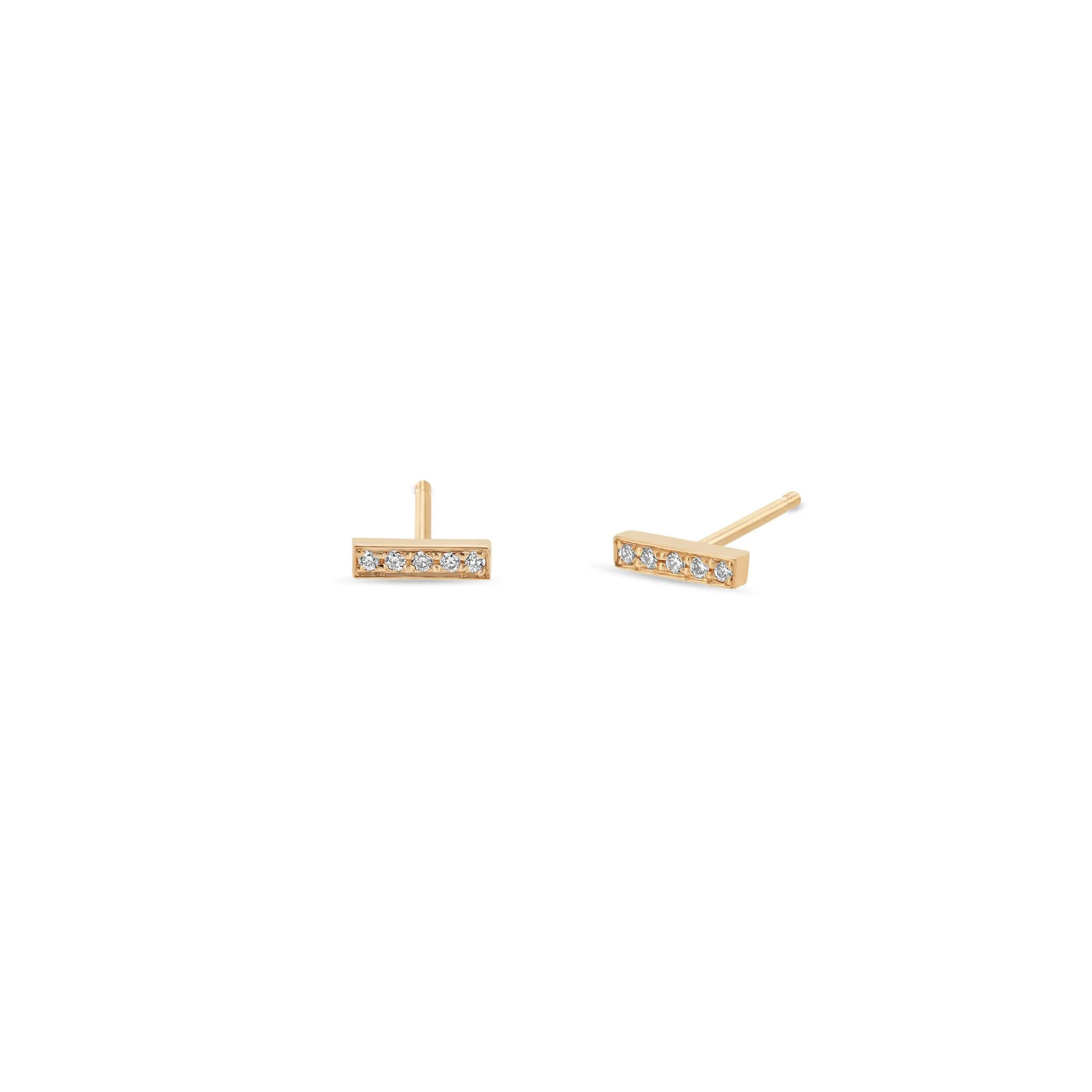 14k Pavé Diamond Bar Studs