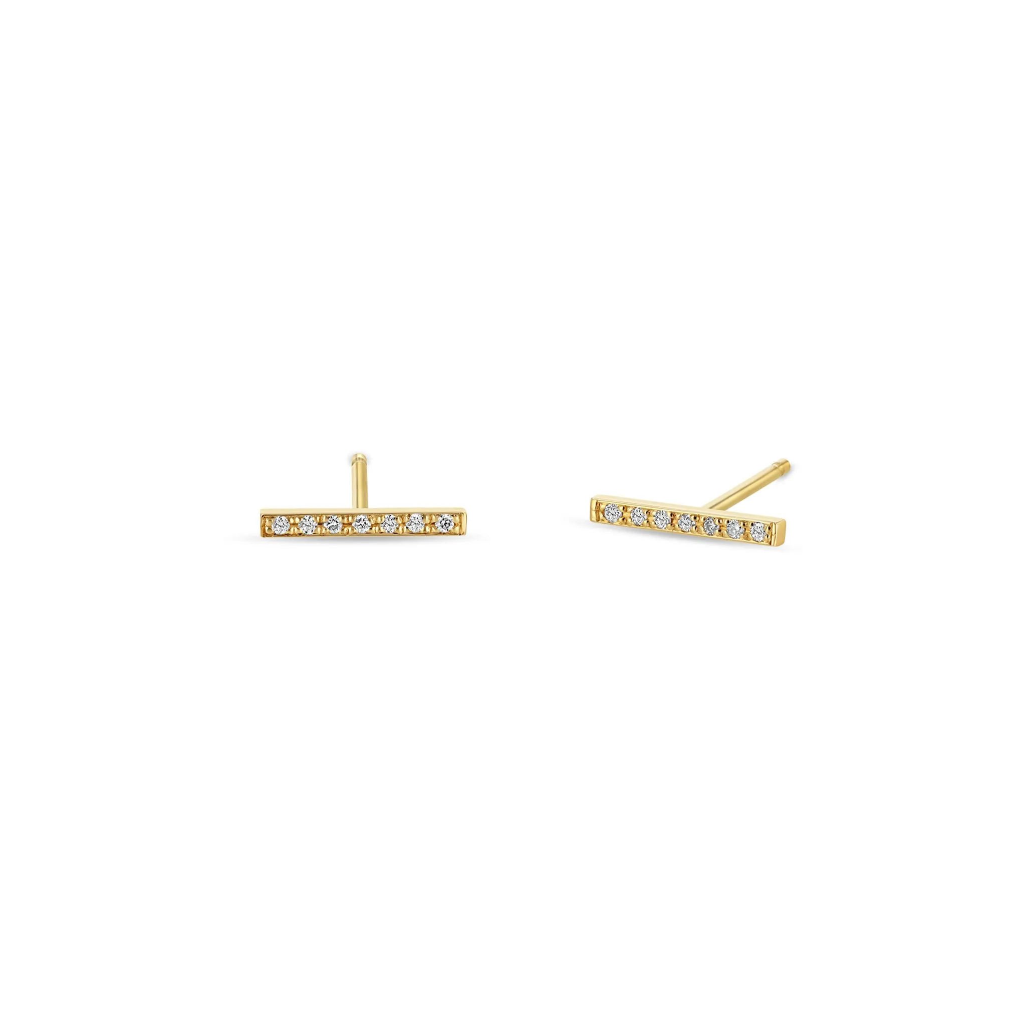 14k Pavé Diamond Bar Studs