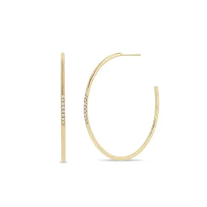 14k Pavé Diamond Thick Wire Large Hoops