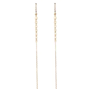 14K "Golden Hearts" Chain Earrings with Pave Diamonds