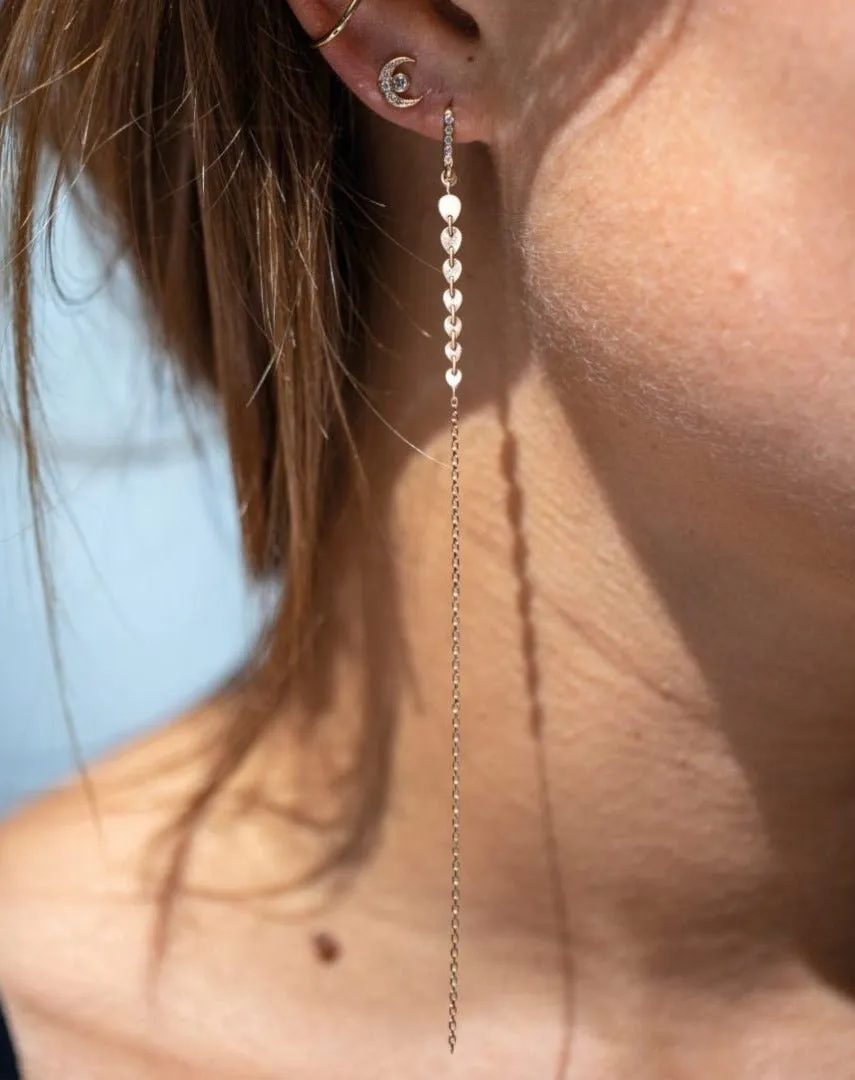 14K "Golden Hearts" Chain Earrings with Pave Diamonds