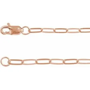 14K Rose 2.1 mm Paperclip-Style 20" Chain