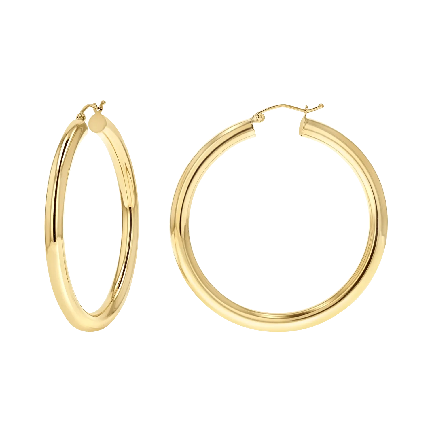 14K Round tube Hoop polished earrings