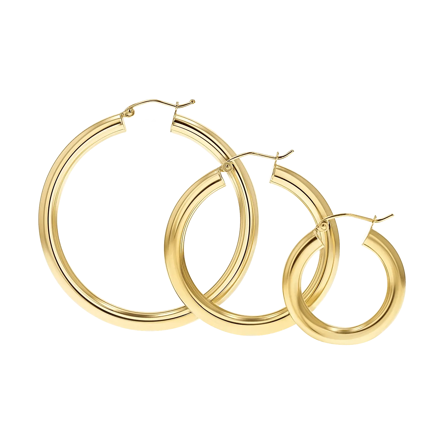 14K Round tube Hoop polished earrings