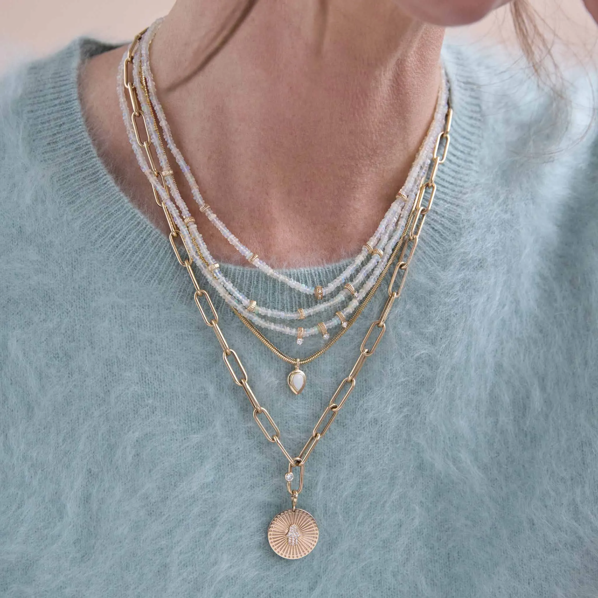 14k Single Diamond Bezel Large Paperclip Chain Necklace