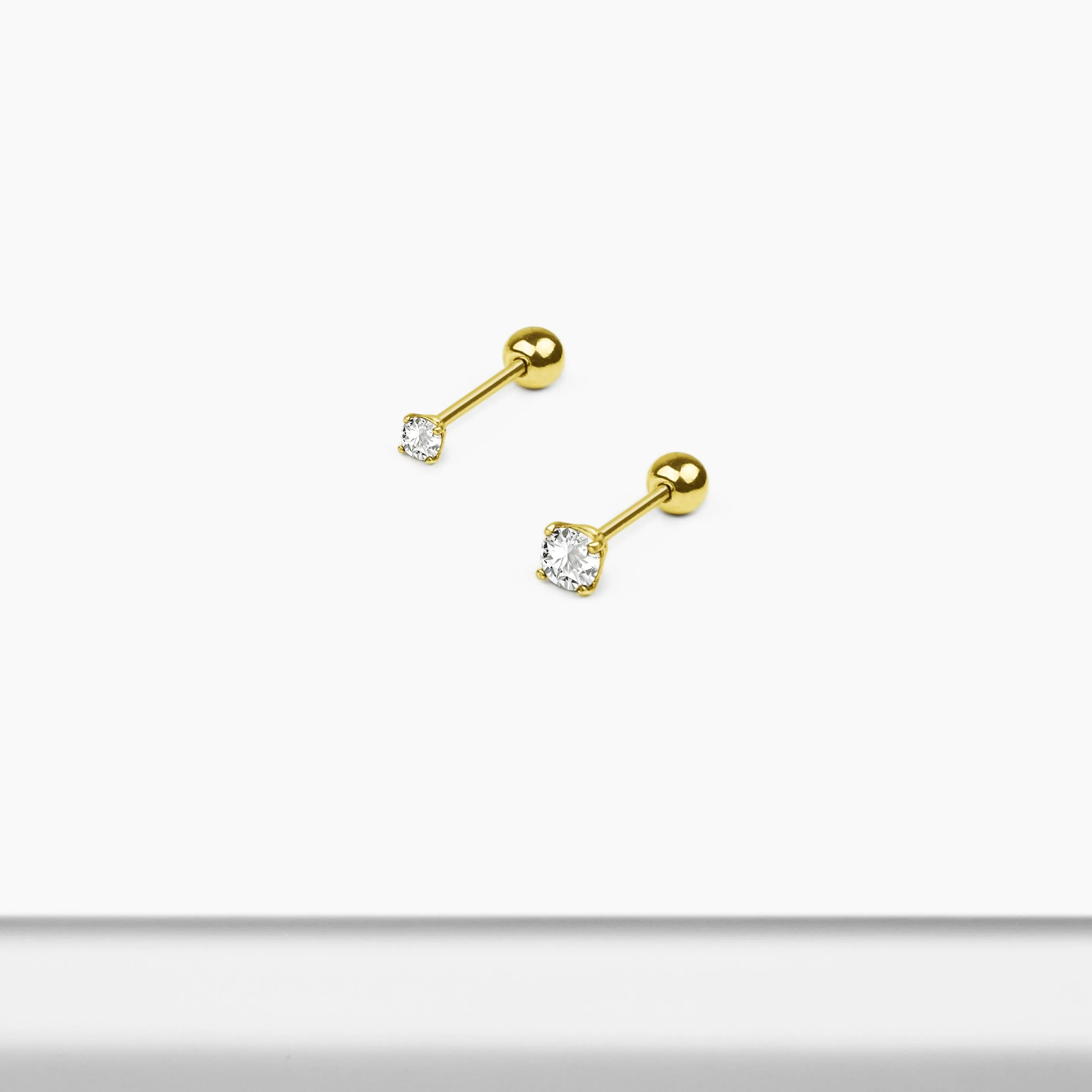 14k Solid Gold 2mm 3mm CZ Stud Earring