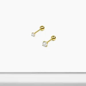 14k Solid Gold 2mm 3mm CZ Stud Earring
