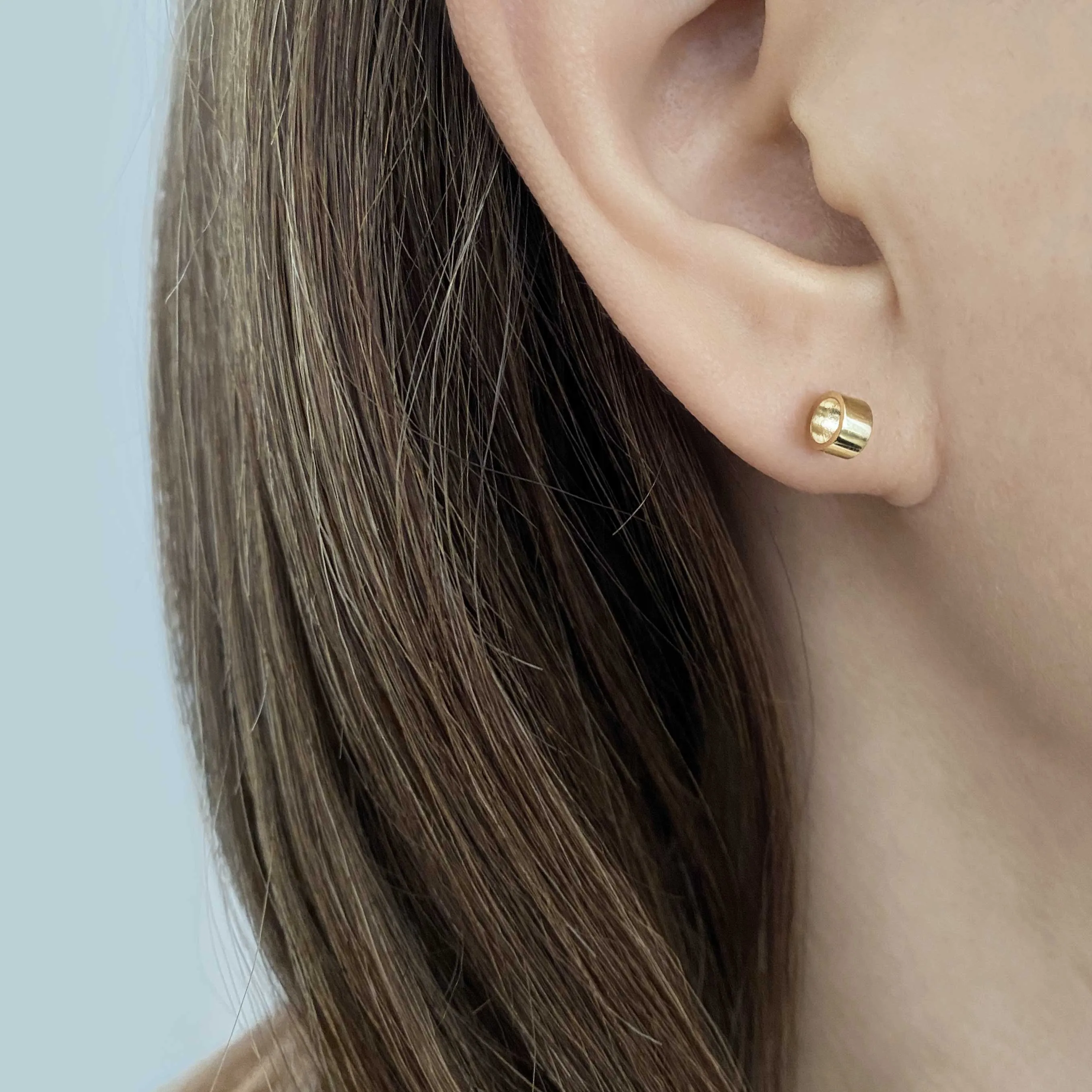 14k Solid Gold 3D Open Circle Stud Earring