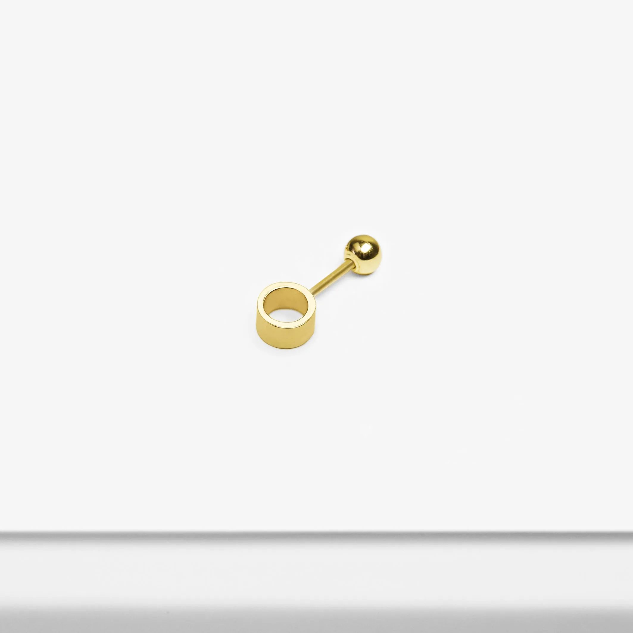 14k Solid Gold 3D Open Circle Stud Earring
