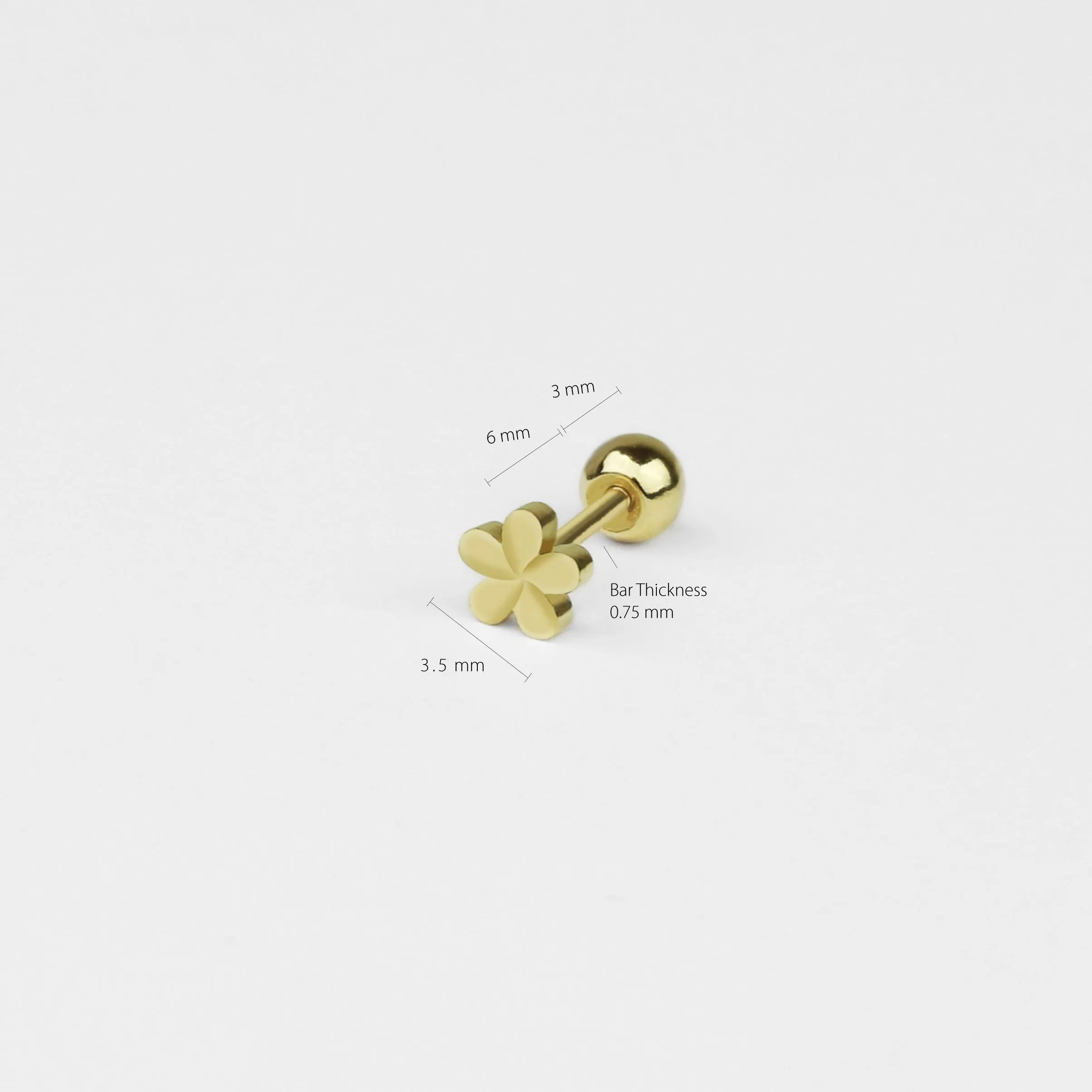 14k Solid Gold flower Stud Earring