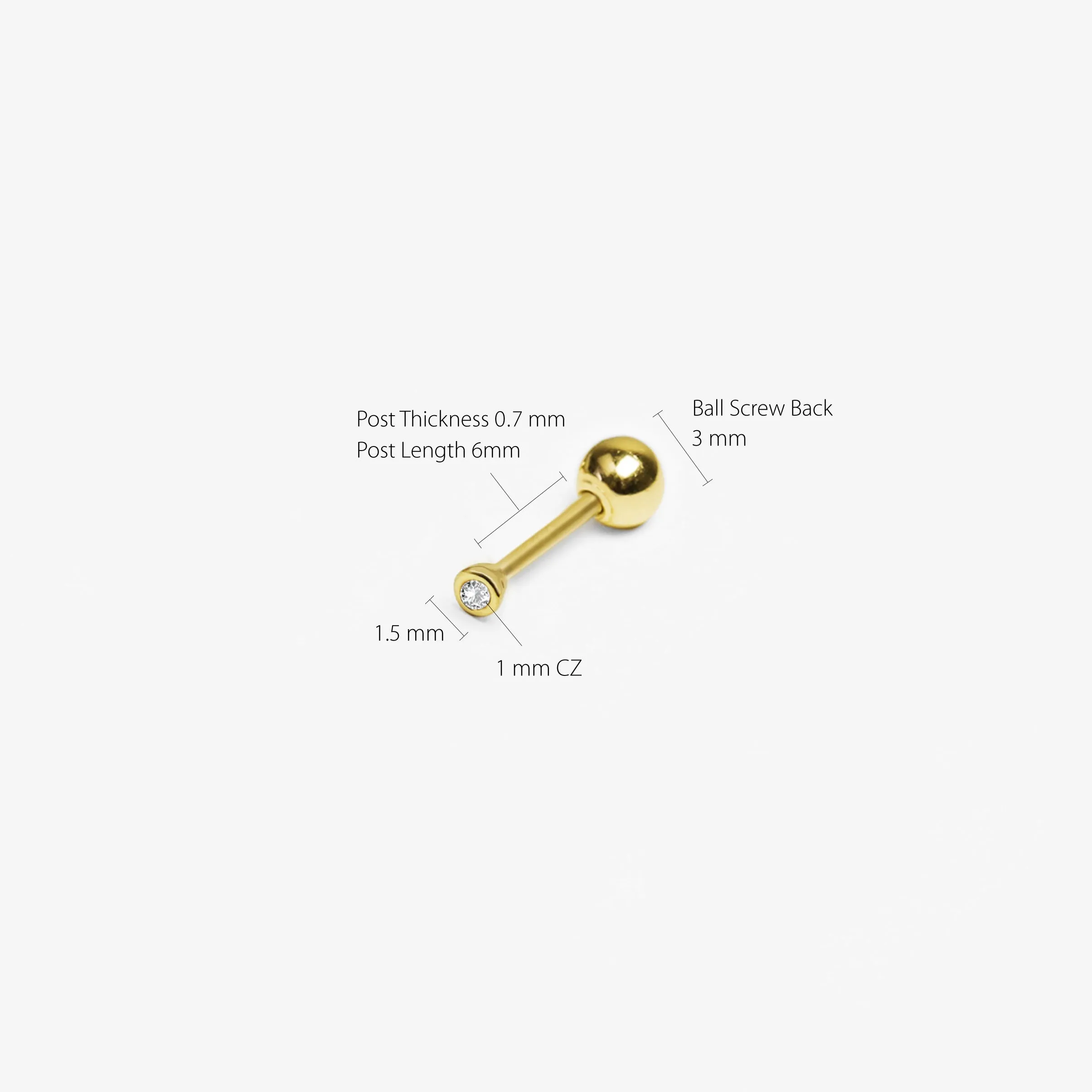 14k Solid Gold Micro CZ Stud Earring