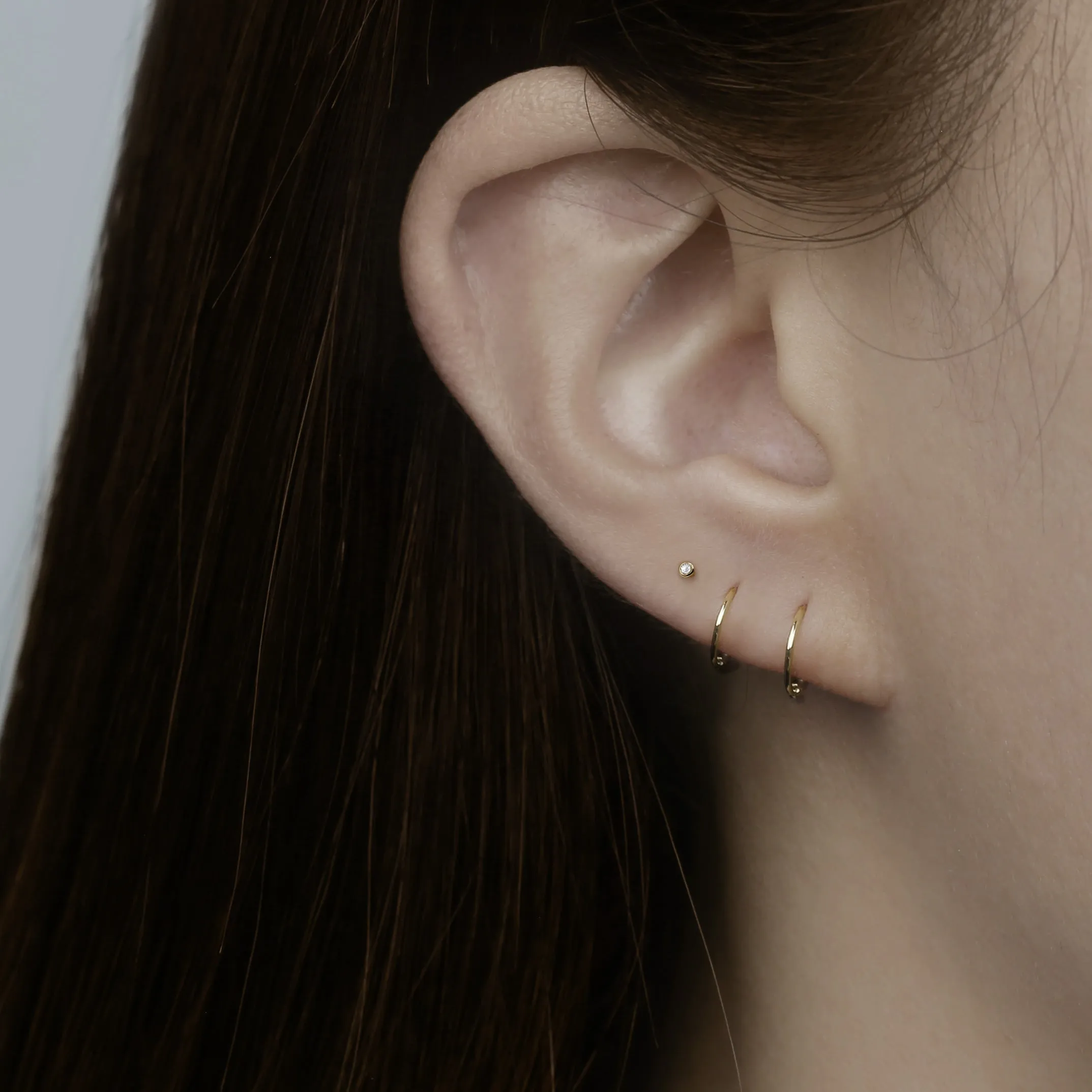 14k Solid Gold Micro CZ Stud Earring