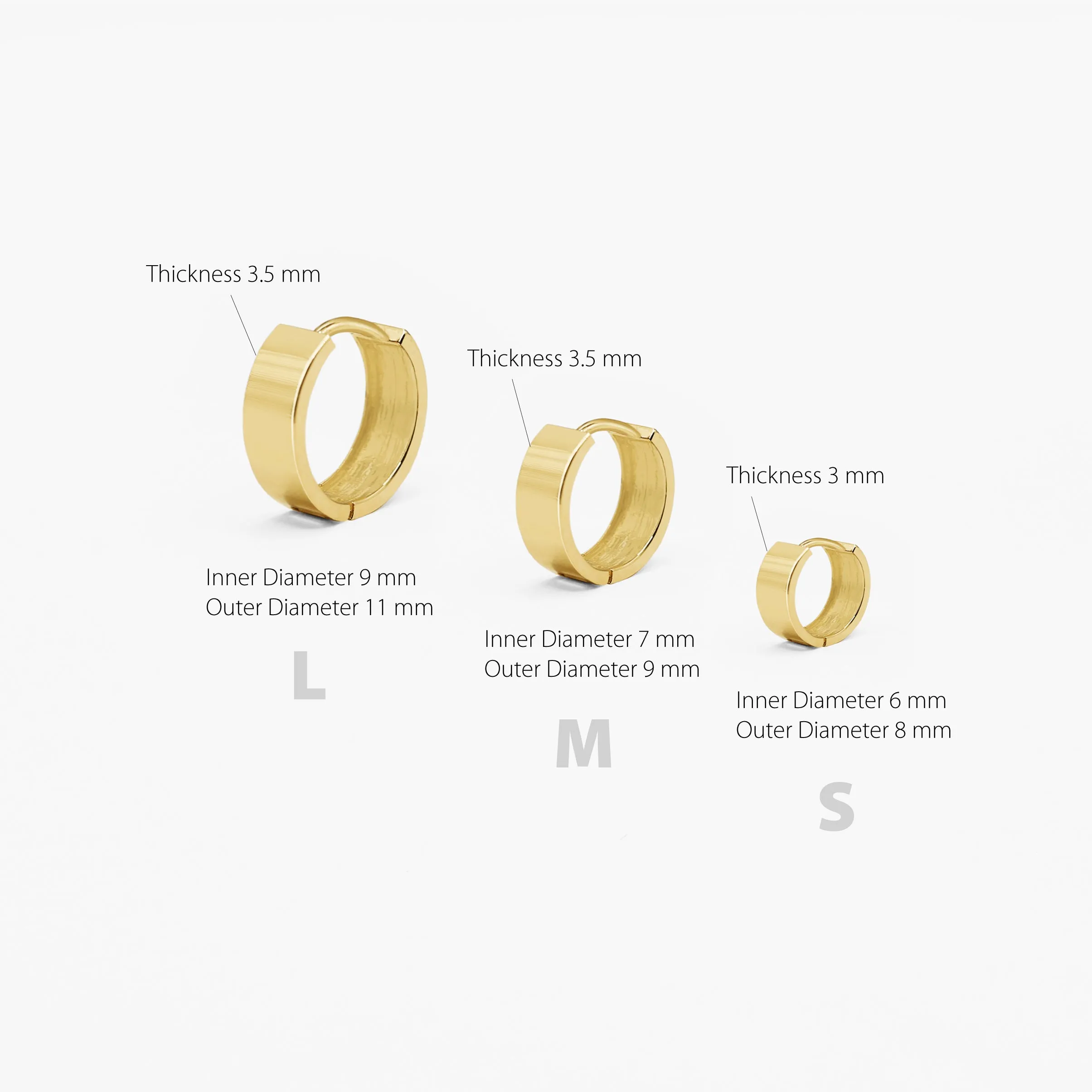 14k Solid Gold S M L Bold Hoop Earring