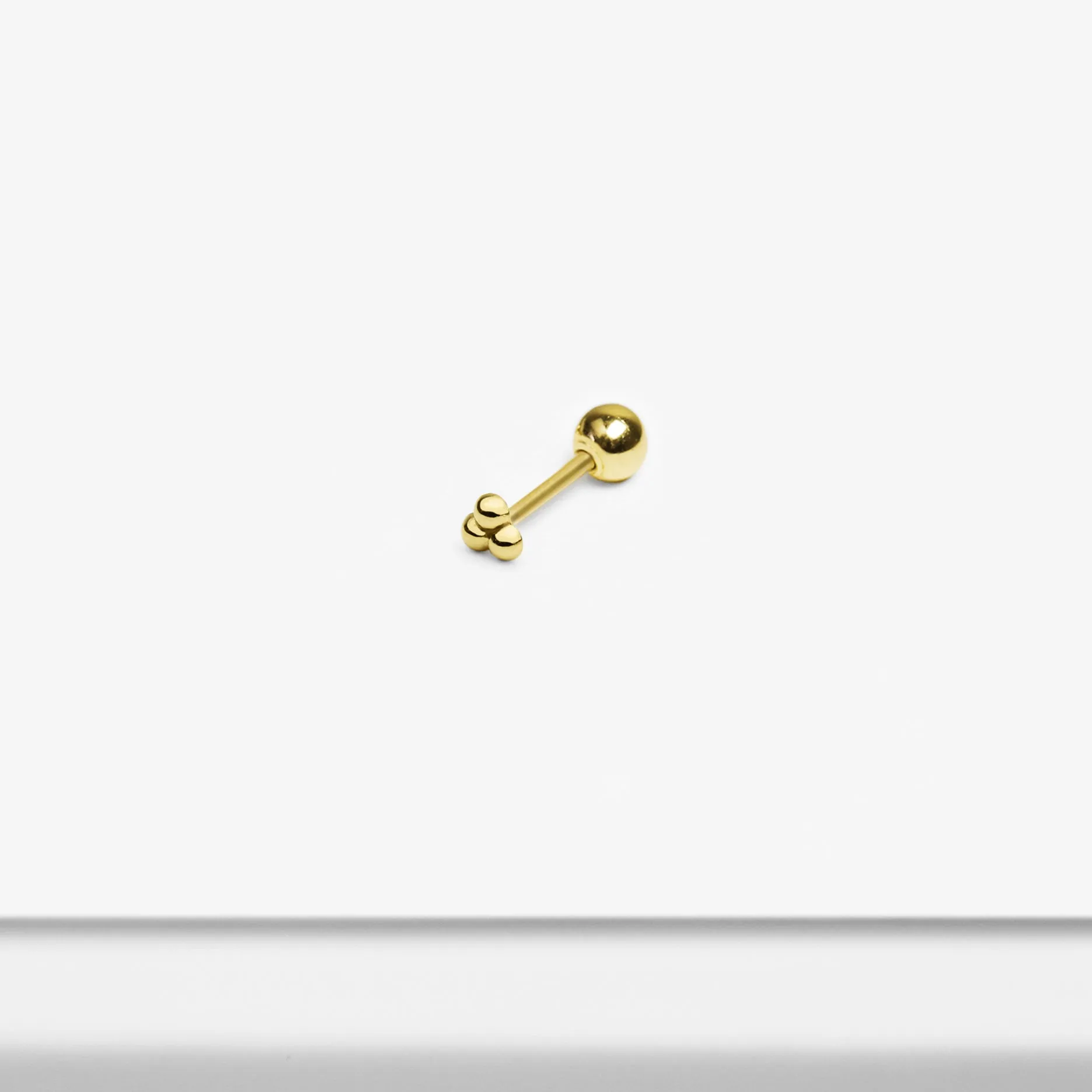 14k Solid Gold Tiny Three Ball Stud Earring