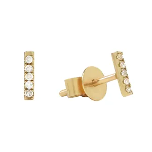 14k Tiny Diamond Bar Studs
