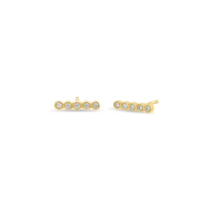 14k Tiny Diamond Bezel Bar Studs