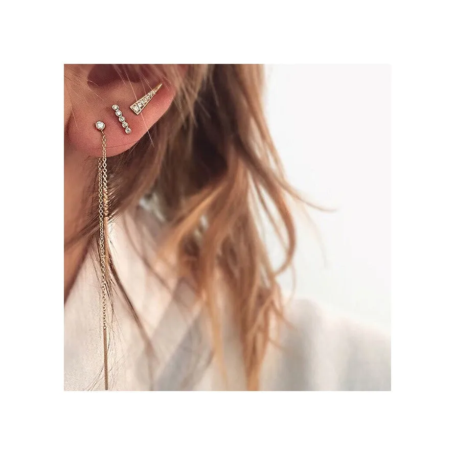 14k Tiny Diamond Bezel Bar Studs
