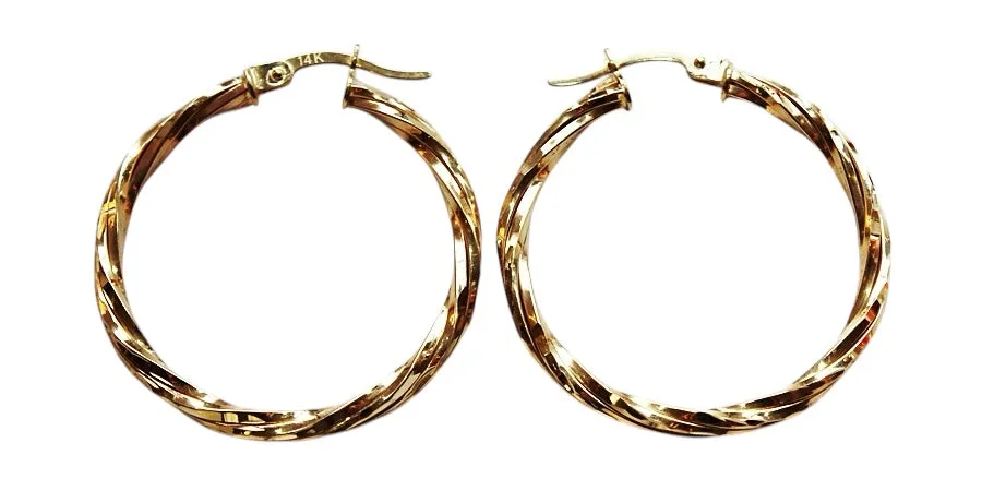 14k Twist Hoop Earrings