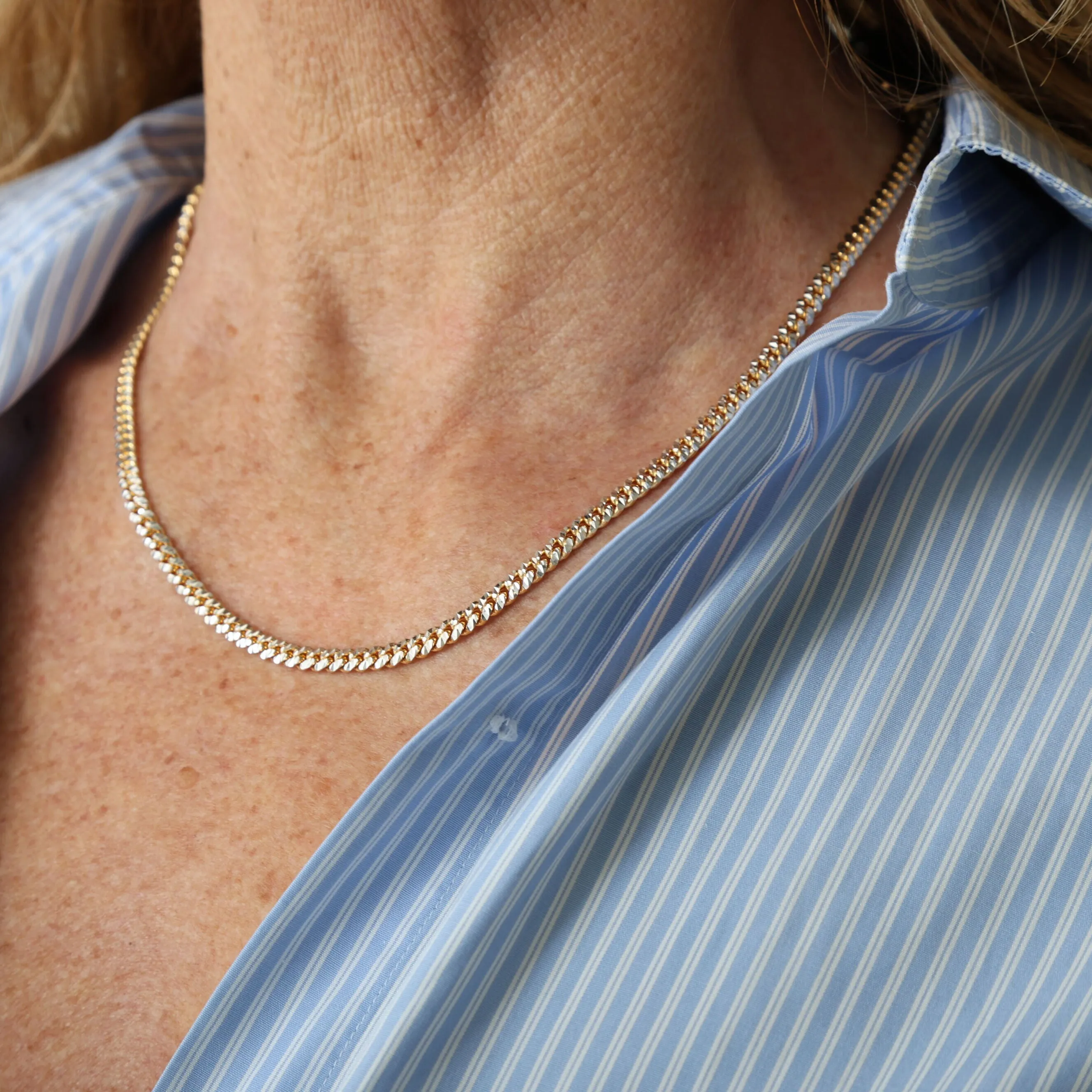 14K Two Tone Gold Pave Miami Cuban Link Necklace