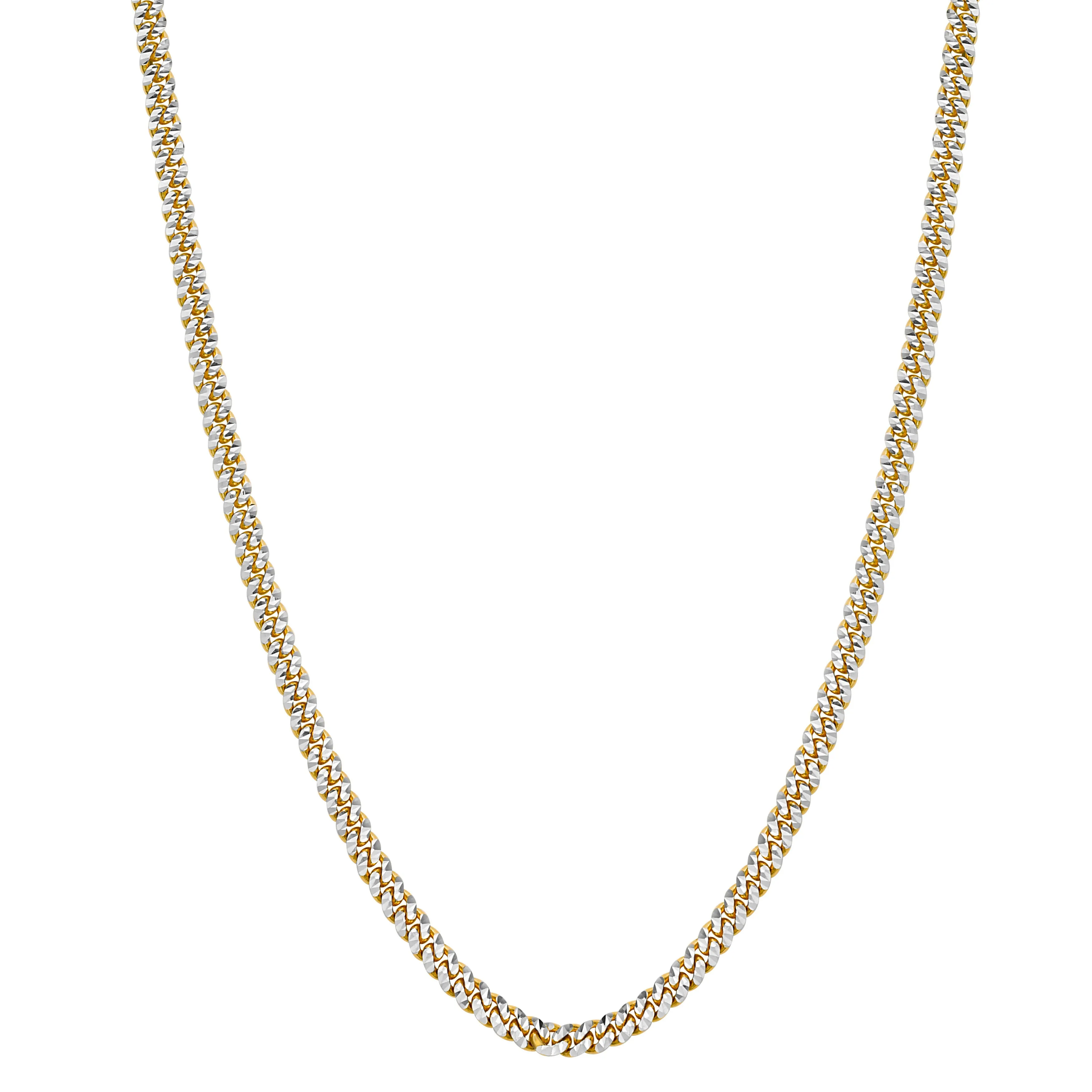 14K Two Tone Gold Pave Miami Cuban Link Necklace