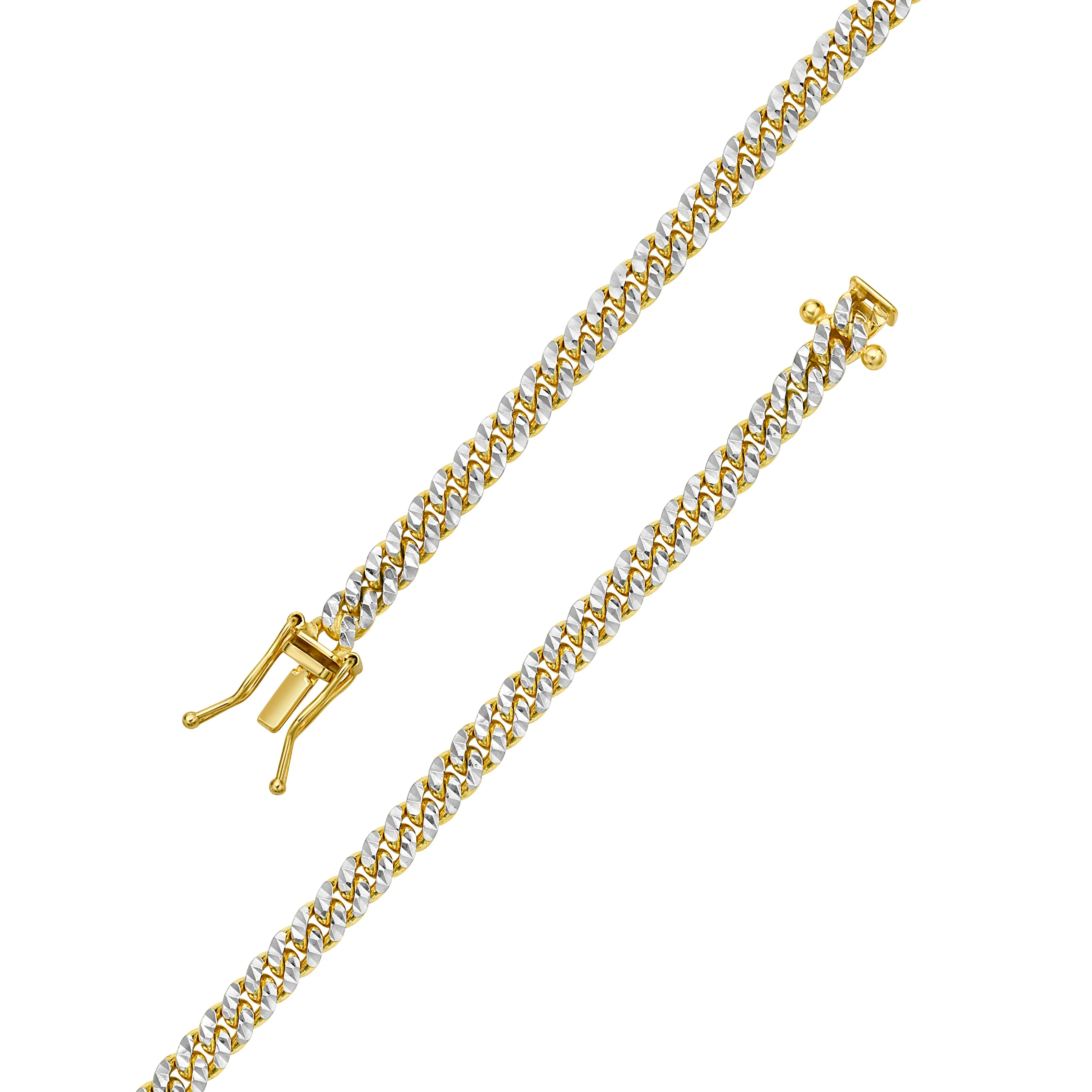 14K Two Tone Gold Pave Miami Cuban Link Necklace