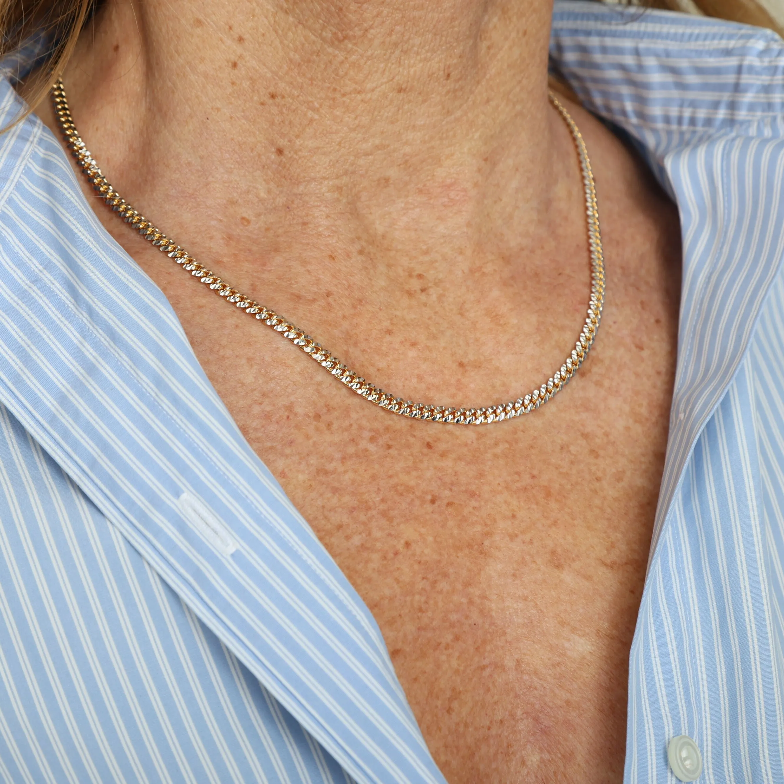 14K Two Tone Gold Pave Miami Cuban Link Necklace