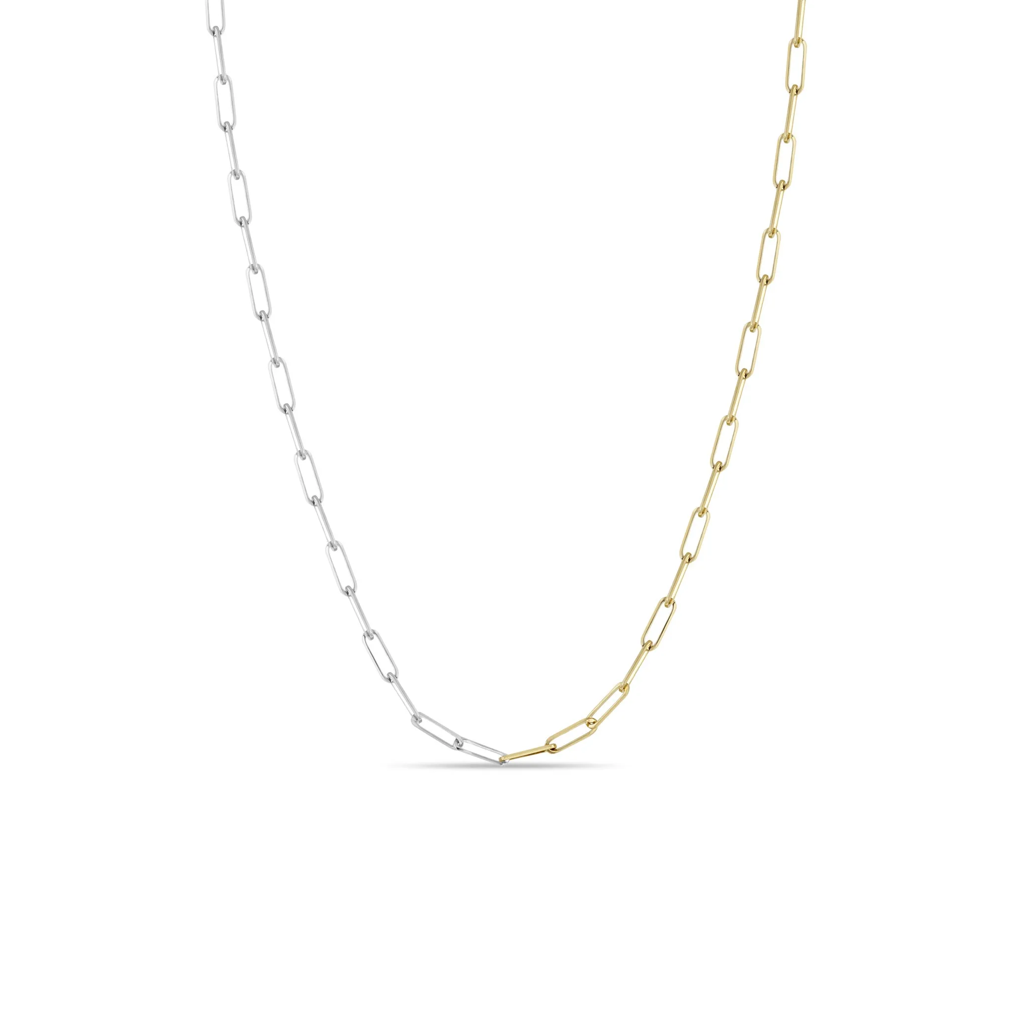 14k Two Tone Gold Small Paperclip Chain Necklace