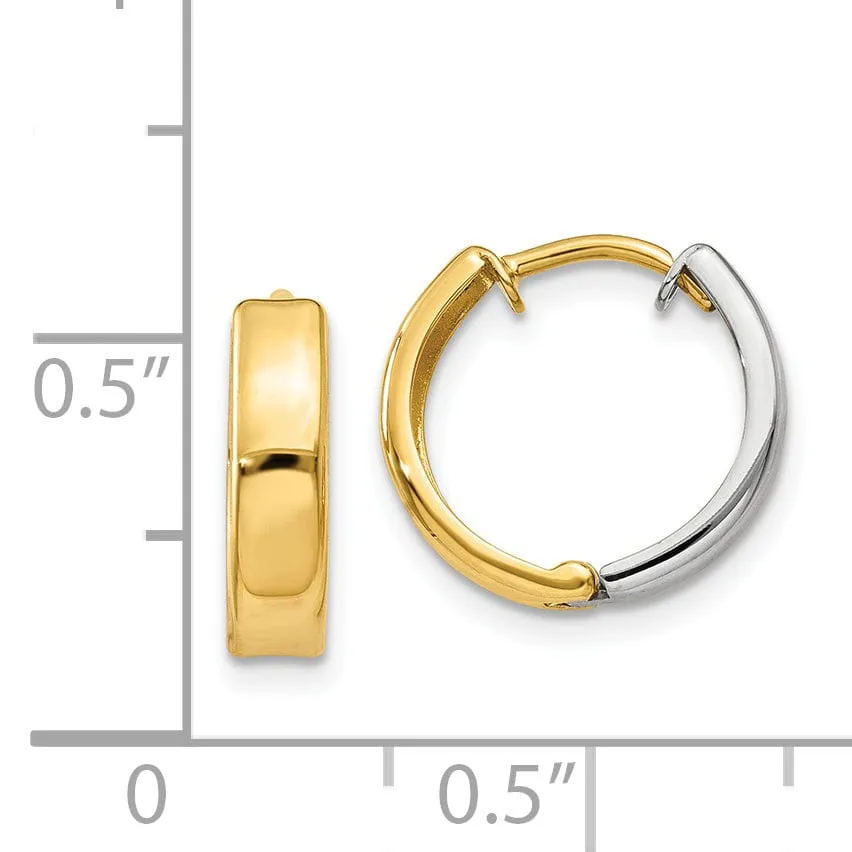 14k Two-tone Polished Hoop Earrings